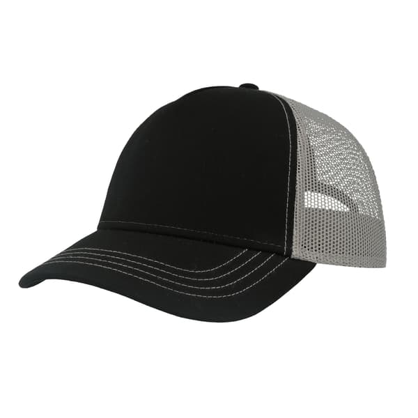 Atlantis Unisex Adult Rapper 5 Panel Canvas Recycled Trucker Ca Black/Grey One Size