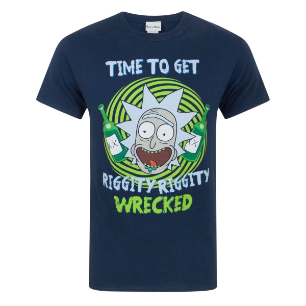 Rick And Morty Mens Riggity Riggity Wrecked T-Shirt L Blå Blue L