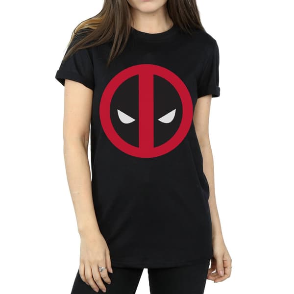 Marvel Dam Deadpool Stor Ren Logotyp Bomull Boyfriend Black L