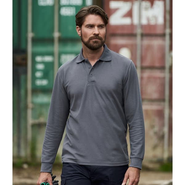 PRO RTX Pro Piqué Långärmad Pikétröja för Män 3XL Solid Grå Solid Grey 3XL