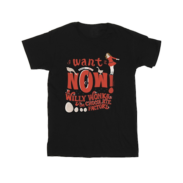 Willy Wonka Girls Verruca Salt I Want It Now Bomull T-shirt 12- Black 12-13 Years