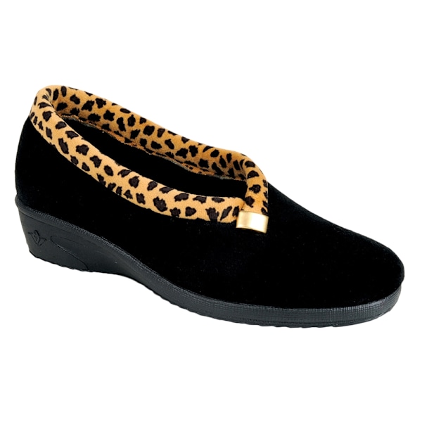 Lunar Dam/Dam Paloma Leopardskinn Tofflor 4 UK Svart Black 4 UK