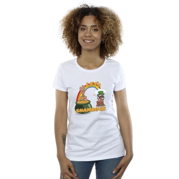 Marvel Dam/Kvinnor St Patrick's Day Groot Shamrock Bomull T-Shirt S White S
