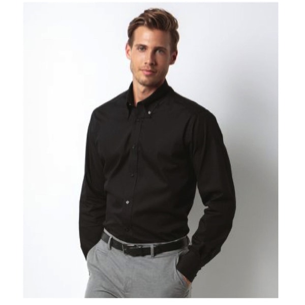 Kustom Kit Herr Slim Fit Långärmad Business / Work Shirt 15.5 Black 15.5