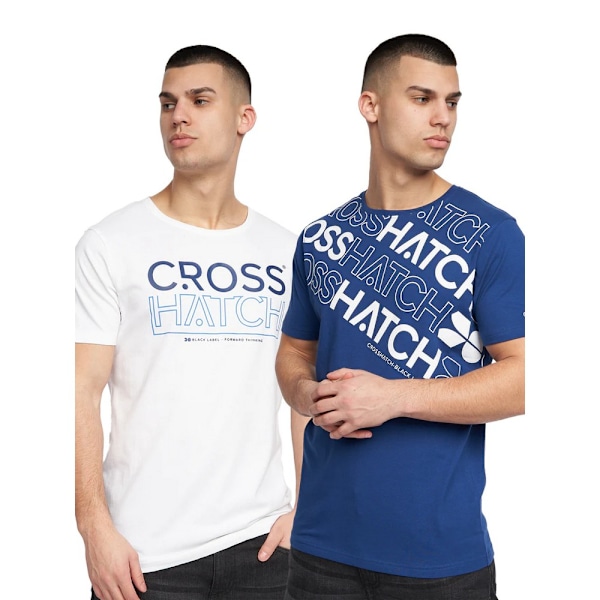 Crosshatch Morland T-shirt för män (2-pack) M Marinblå/Vit Navy/White M