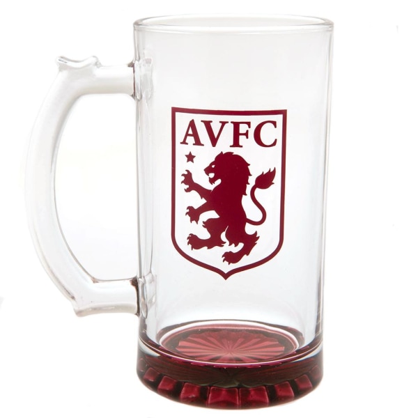 Aston Villa FC Crest Glass Tankard One Size Clear/Claret Red Clear/Claret Red One Size