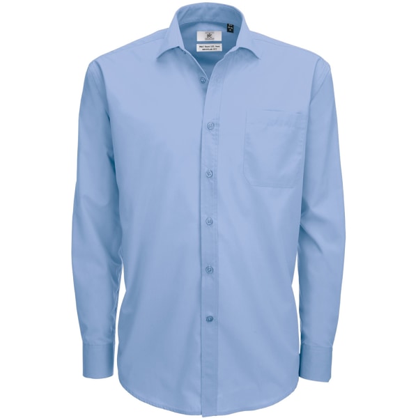B&C Mens Smart Långärmad Poplin Shirt / Herrskjortor S Busines Business Blue S