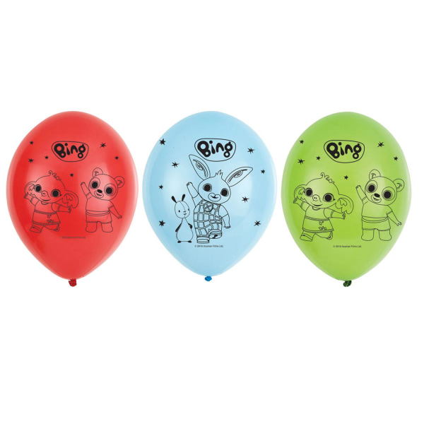 Bing Latex Bing Bunny Balloons (pack om 6) 11 i röd/blå/grön Red/Blue/Green 11in