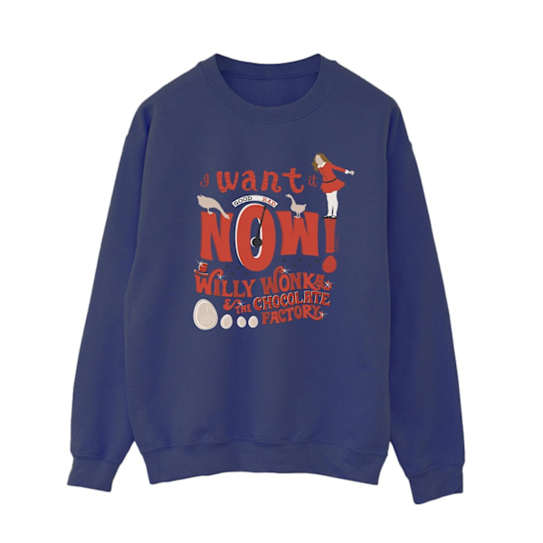 Willy Wonka Dam/Damer Verruca Salt Jag Vill Ha Den Nu Sweatshirt Navy Blue 5XL