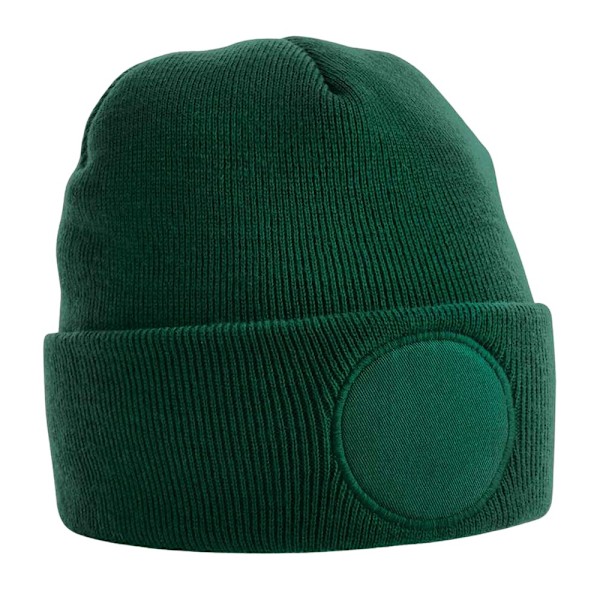 Beechfield Rund Stickad Mössa med Patch, One Size, Flaskkgrön Bottle Green One Size