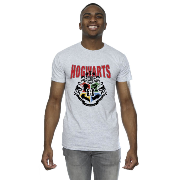Harry Potter T-shirt för män med Hogwarts-emblem, storlek L, sportgrå Sports Grey L