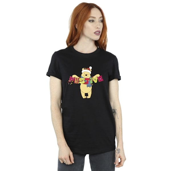 Disney Dam/Damer Winnie The Pooh Festlig Bomull Boyfriend T-shirt Black M