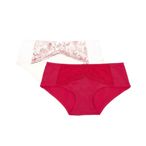 Debenhams blommiga broderade trosor dam/dam (paket med 2) 1 Raspberry/White 14 UK