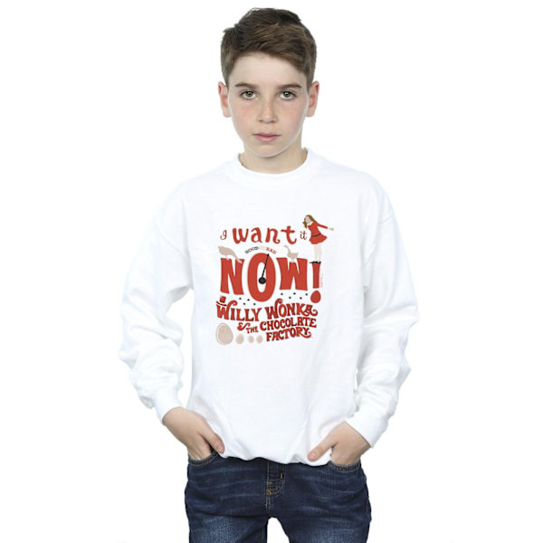 Willy Wonka Boys Verruca Salt I Want It Now Sweatshirt 3-4 år White 3-4 Years