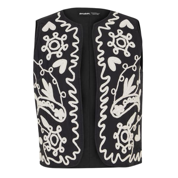 Threadbare Dam Tulsi Regular Gilet 16 UK Svart Black 16 UK