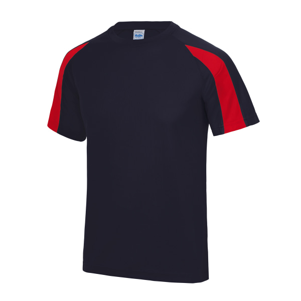 Just Cool Mens Contrast Cool Sports Plain T-Shirt XL French Nav French Navy/Fire Red XL