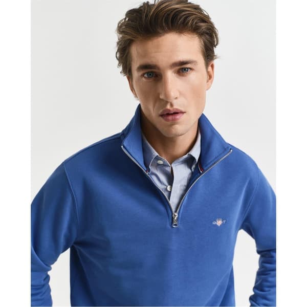 Gant Herr Broderad Logotyp Half Zip Tröja XL Blå Blue XL