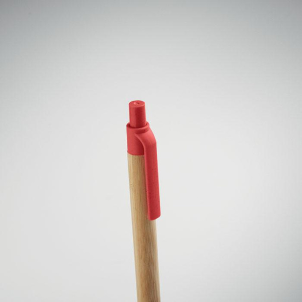 MidOcean Itea Färg Tryckknapp Bambu & Vetehalm Kulspetspenna Red One Size