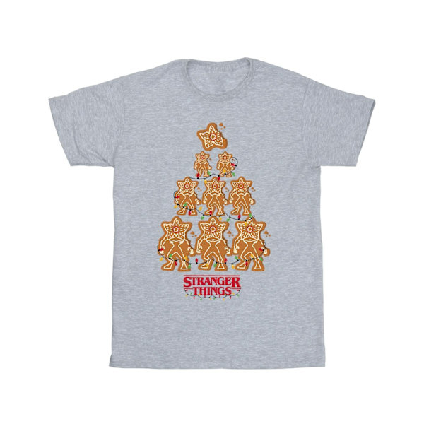 Netflix Girls Stranger Things Gingerbread Bomull T-shirt 7-8 år Sports Grey 7-8 Years