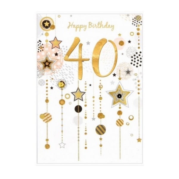 Simon Elvin Isabel Garden 40th Milestone Stars gratulationskort ( White/Gold One Size