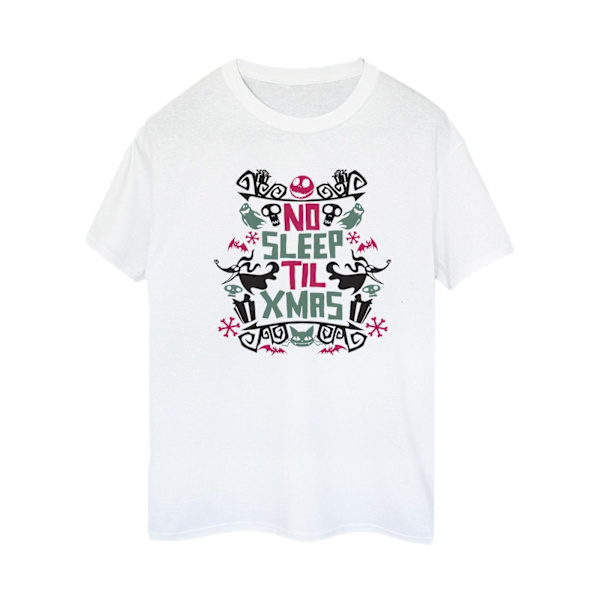 Disney Dam/Damer The Nightmare Before Christmas No Sleep Til Xmas Bomull Boyfriend T-shirt XL Vit White XL
