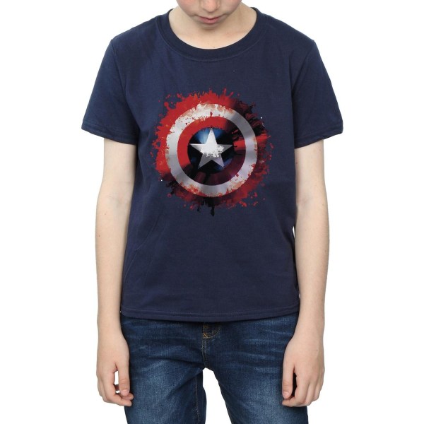 Captain America Boys Art Shield T-shirt 7-8 år Marinblå Navy Blue 7-8 Years