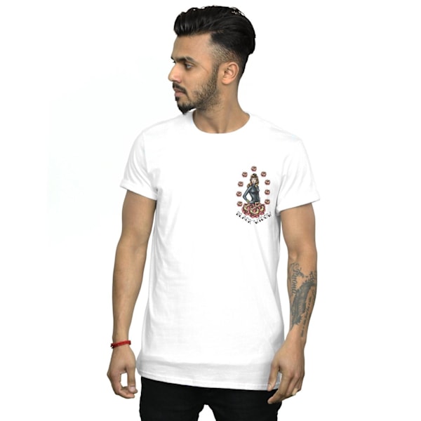 Marvel Herr Svart Änka Tatuering Brösttryck T-shirt S Vit White S