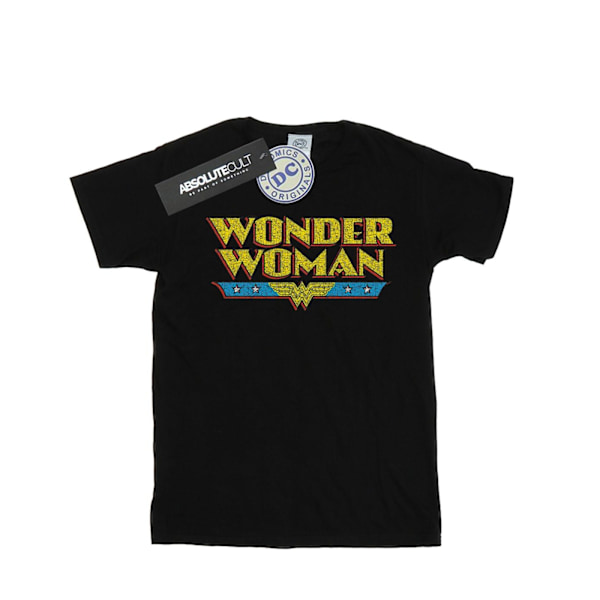 DC Comics Dam/Kvinnor Wonder Woman Crackle Logo Bomull Boyfriend T-Shirt Black XL