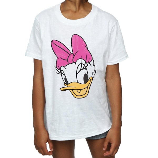 Disney Girls Daisy Duck Head Painted Cotton T-Shirt 7-8 år W White 7-8 Years