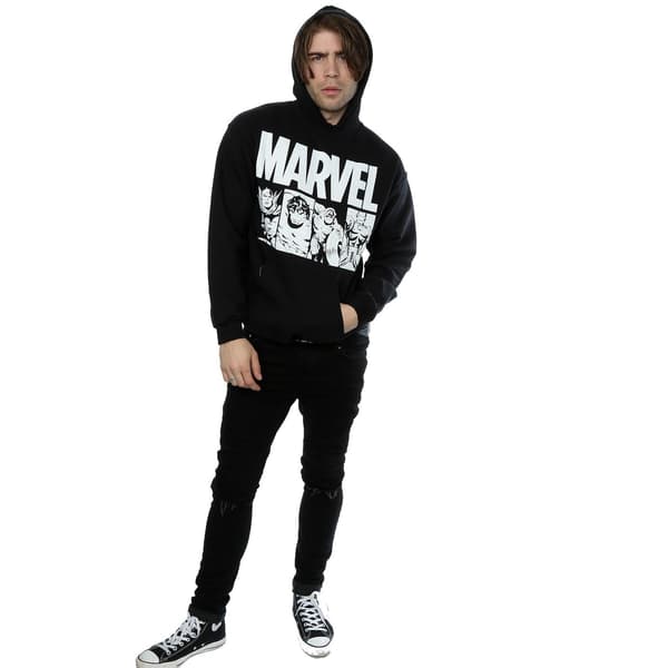 Marvel Herr Comics Action Tiles Hoodie L Svart Black L