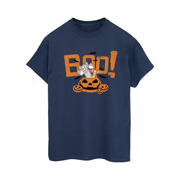 Tom & Jerry Dam/Damer Halloween Boo! Bomull Boyfriend T-shirt Navy Blue 4XL