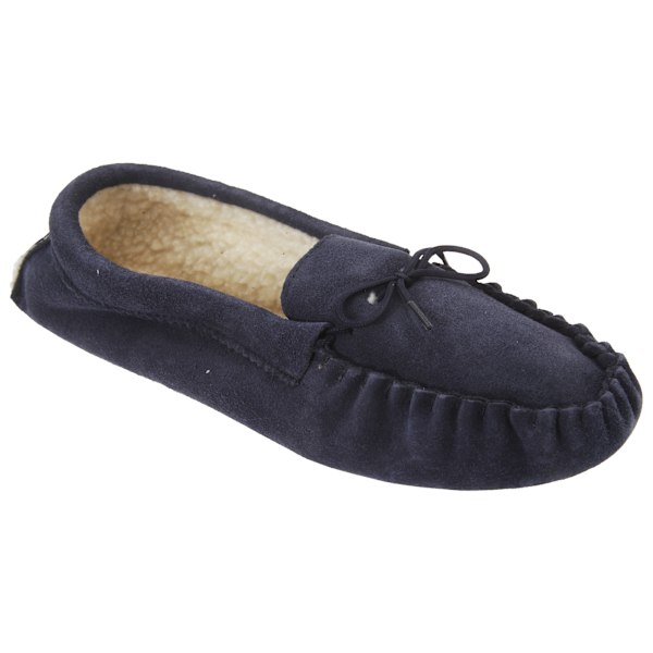 Mokkers herr Jake äkta mockasin tofflor 12 UK marinblå Navy Blue 12 UK