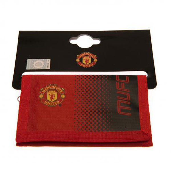 Manchester United FC Touch Fastening Fade Design Nylon Wallet O Red/Black One Size