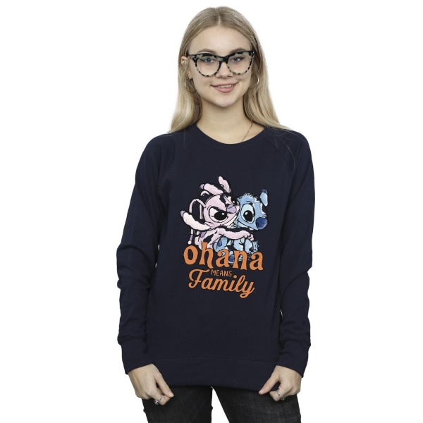 Disney Dam/Dam Lilo And Stitch Ohana Angel Kram Sweatshirt Navy Blue XXL