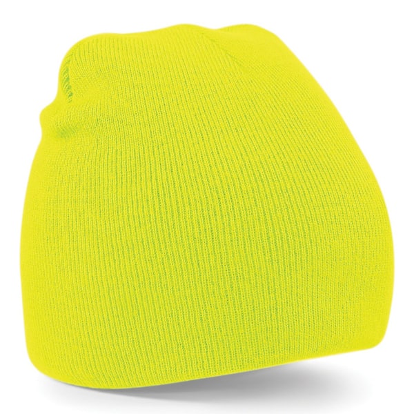 Beechfield Plain Basic Knitted Winter Beanie Hat One Size Fluor Fluorescent Yellow One Size