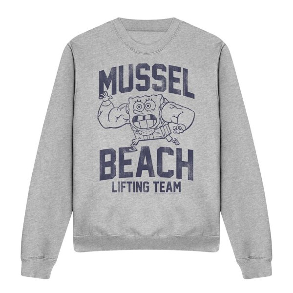 SvampBob Fyrkant Unisex Vuxen Mussle Beach Lifting Team Tröja Sport Heather M