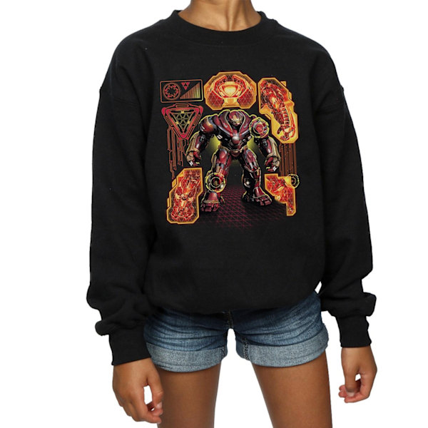 Marvel Girls Avengers Infinity War Hulkbuster Blueprint Sweatshirt Black 7-8 Years