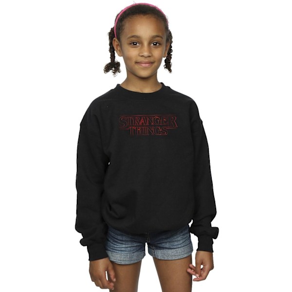 Netflix Girls Stranger Things Glow Logo Sweatshirt 7-8 år Bl Black 7-8 Years