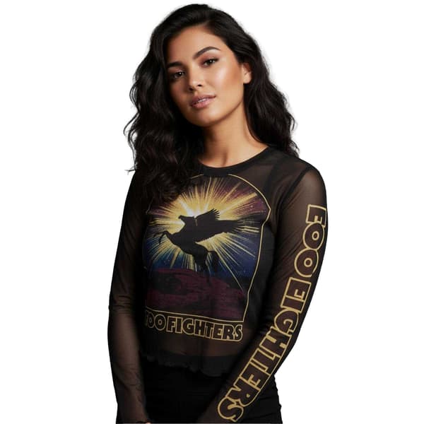 Foo Fighters Dam Pegasus Mesh Långärmad Crop Top L Black L