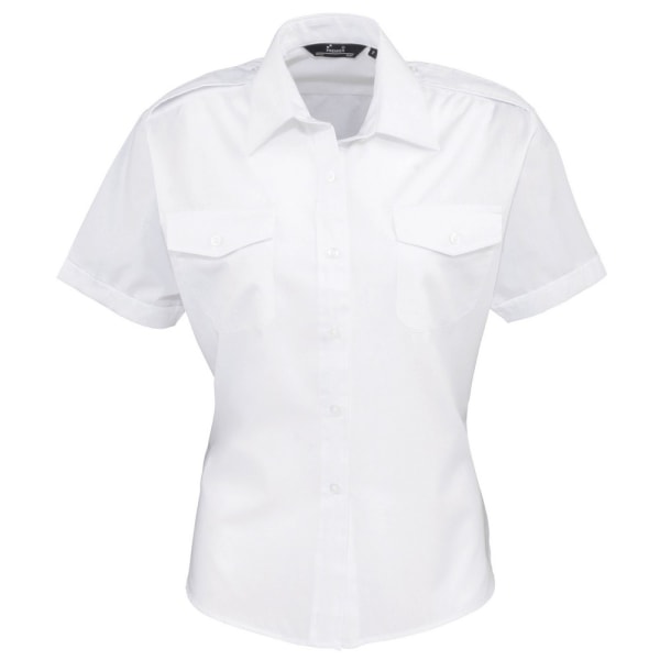 Premier dam/dam kortärmad pilotskjorta 20 UK White White 20 UK
