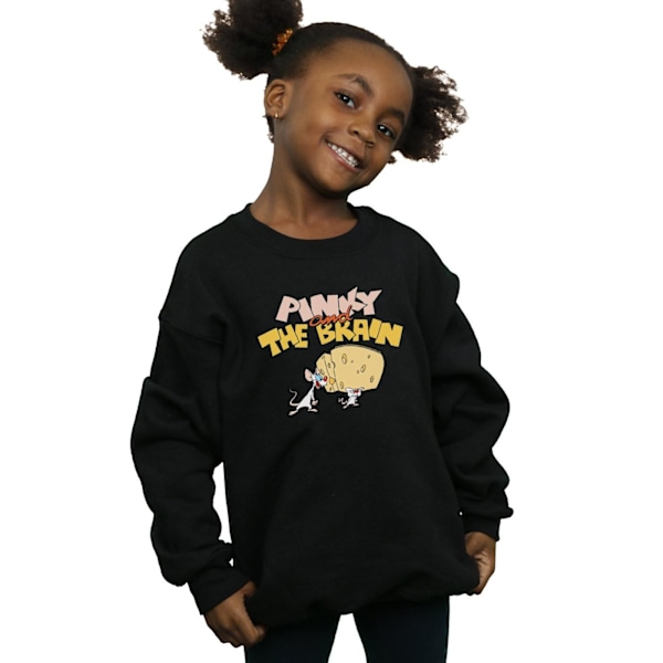 Animaniacs Girls Pinky And The Brain Cheese Head Sweatshirt 7-8 Black 7-8 Years