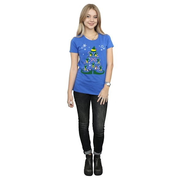 Elf Dam/Kvinnors Julgran Bomull T-shirt M Royal Blue Royal Blue M