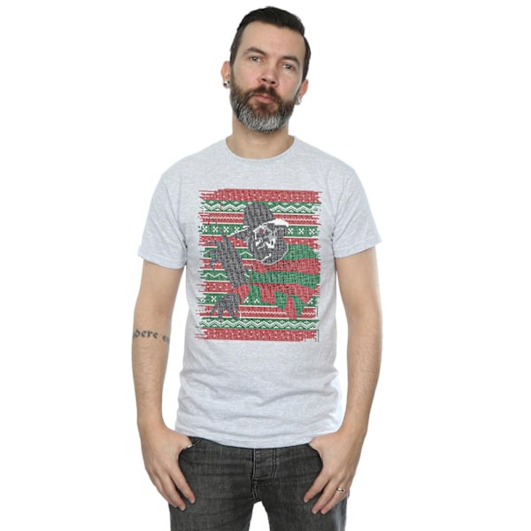 A Nightmare On Elm Street Herr Jul Fair Isle T-Shirt 3XL Sports Grey 3XL