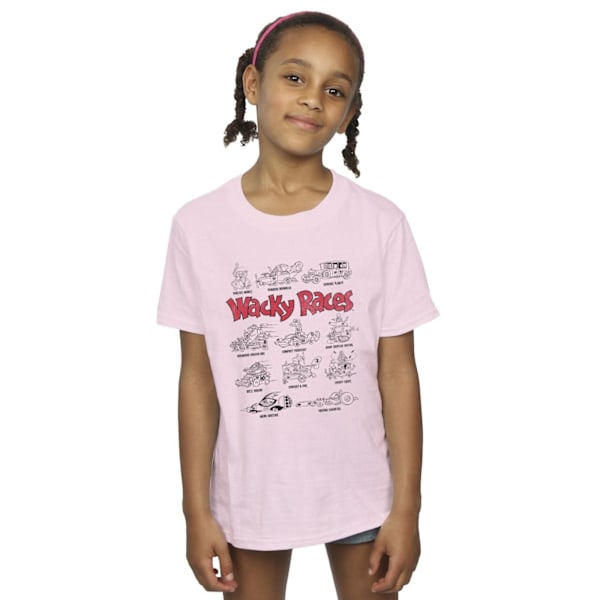 Wacky Races Girls Car Lineup Bomull T-shirt 3-4 år Babyrosa Baby Pink 3-4 Years