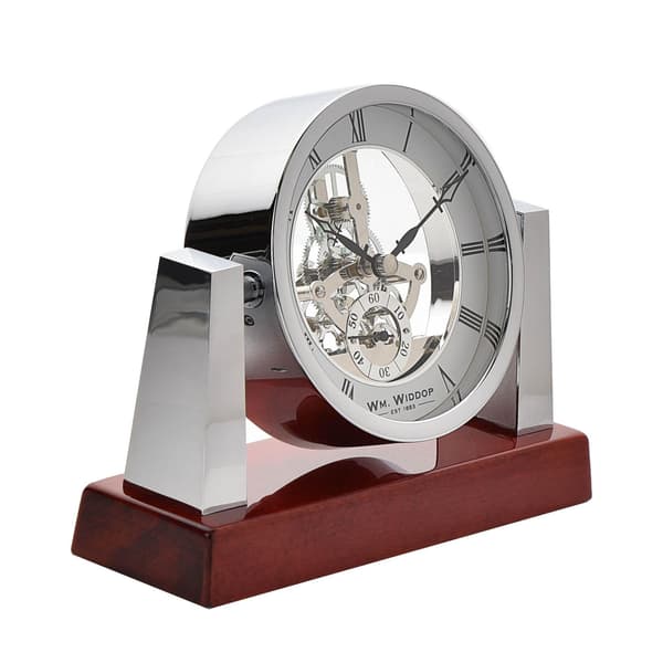 Wm.Widdop Mantel Clock Skeletturverk Strålkastarstil Ett Silver One Size