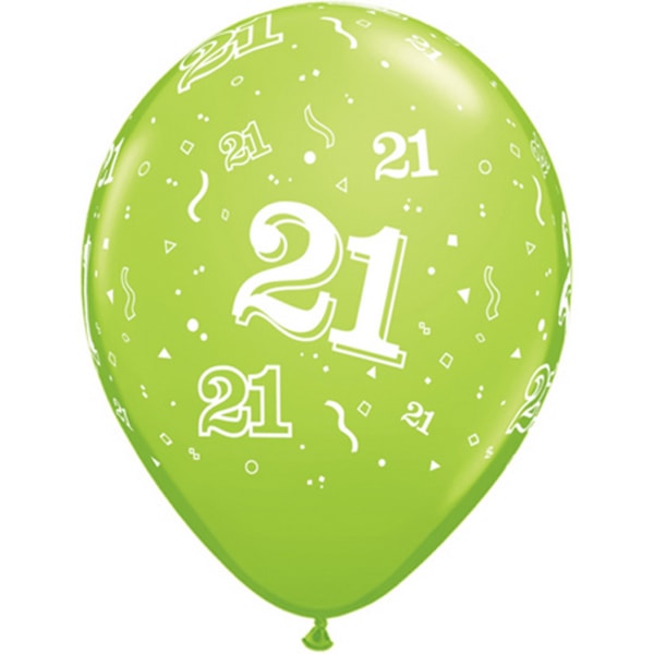 Qualatex 11 tums flerfärgade latex 21 födelsedagsballonger (Pack Multicoloured One Size