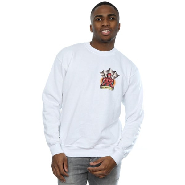 Marvel Herr Spider-Man Tatuering Brösttryck Sweatshirt 4XL Vit White 4XL