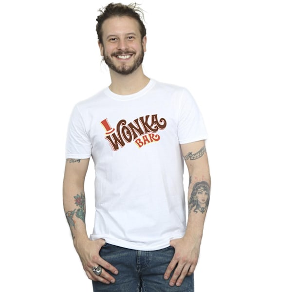 Willy Wonka Herr T-shirt med logotyp XL Vit White XL