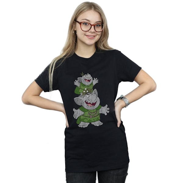Disney Dam/Kvinnor Frozen Handstacking Trolls Bomull Boyfriend T-Shirt 4XL Svart Black 4XL