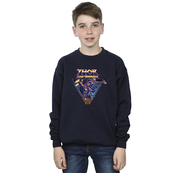 Marvel Boys Thor Love And Thunder Logo Triangle Sweatshirt 5-6 Navy Blue 5-6 Years